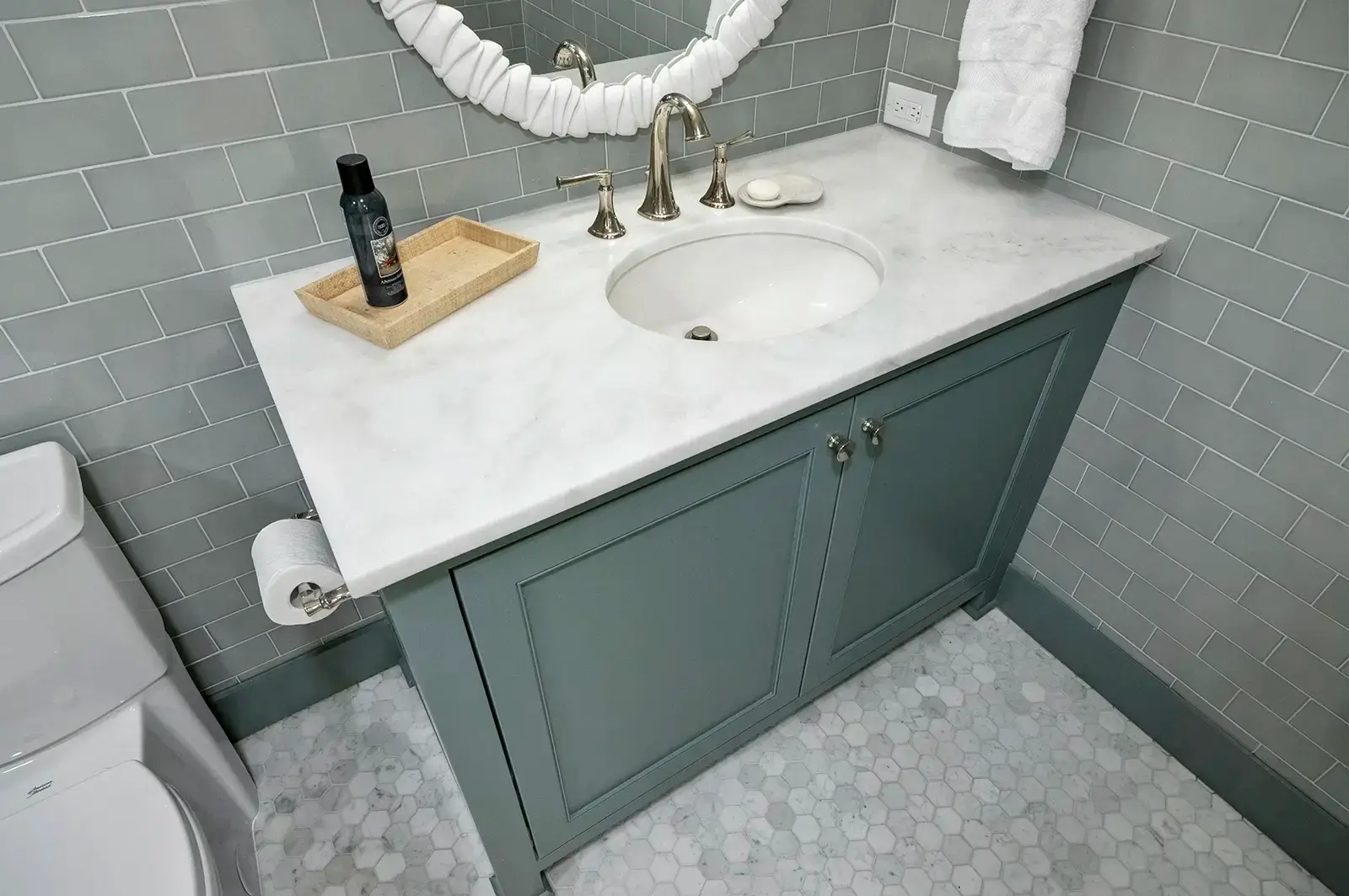 A minimalist single vanity setup with clean lines.
