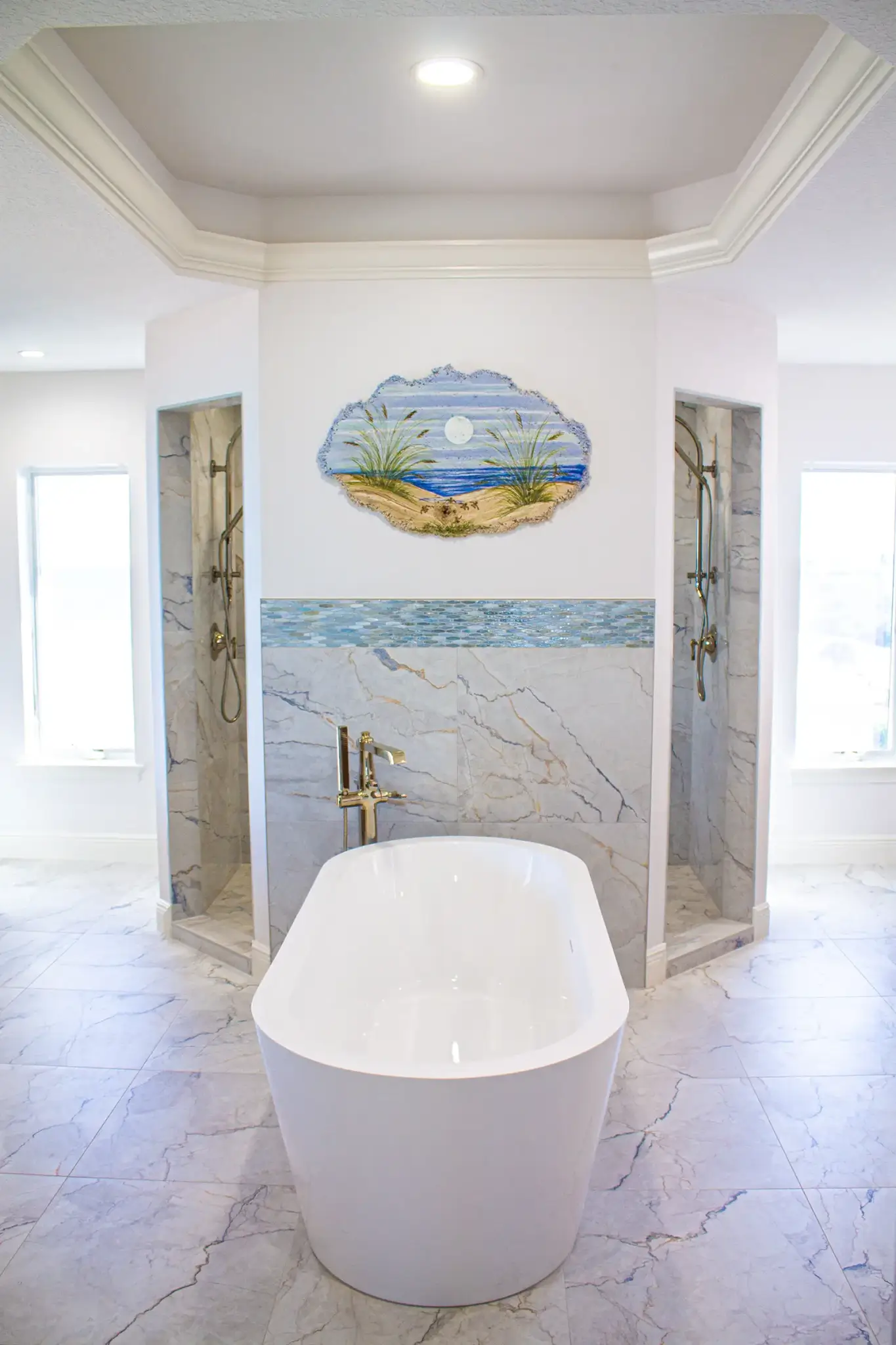 Freestanding tub and dual entry shower room - Flagler Beach bathroom remodel