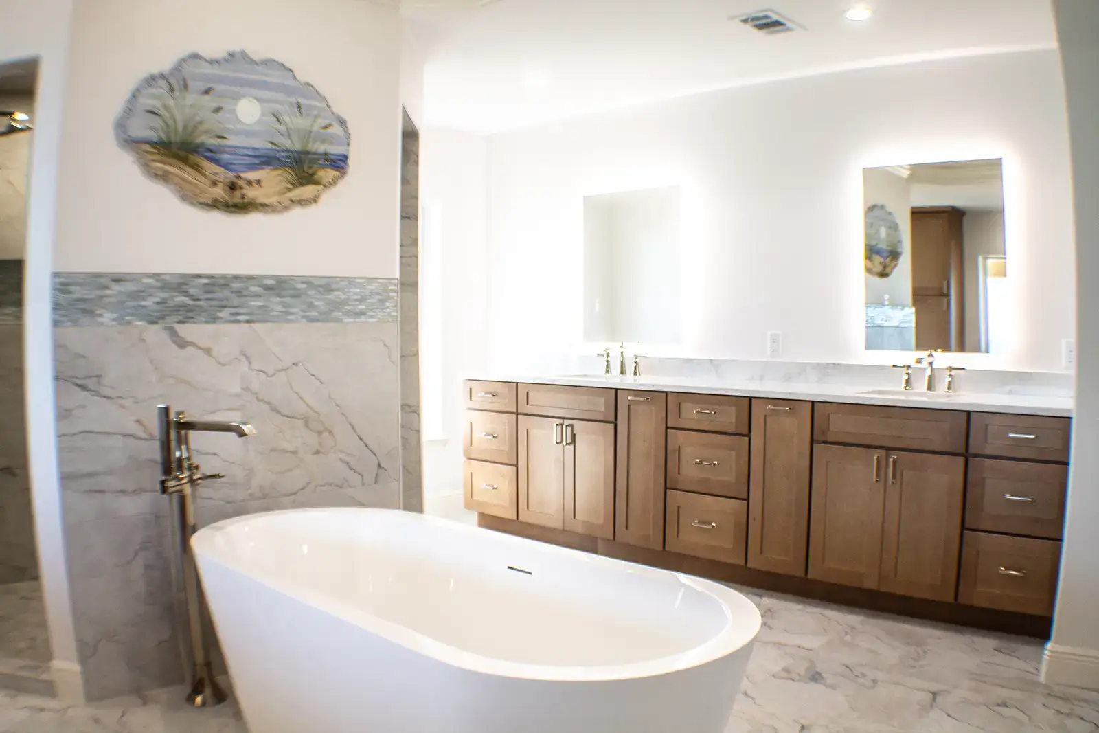 Looking right at freestanding tub and double vanity - Flagler Beach Florida