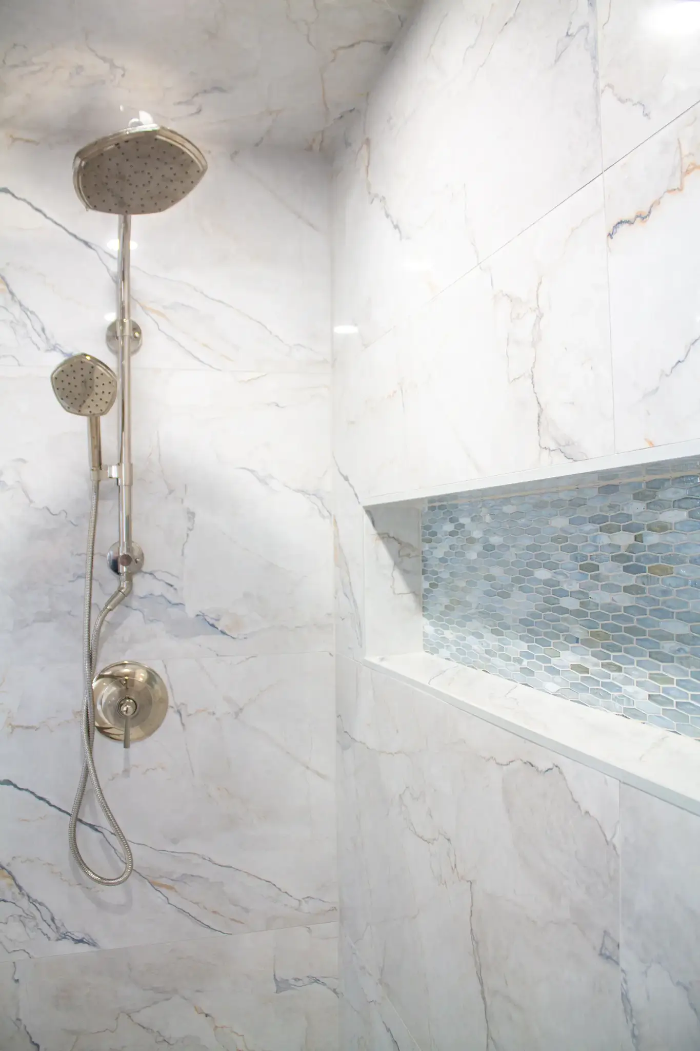 Shower room with two shower heads - remodeled bathroom in Flagler Beach Florida